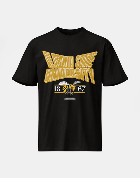 Alabama State University - HBCU - Stretch Logo Tshirt - DungeonForward