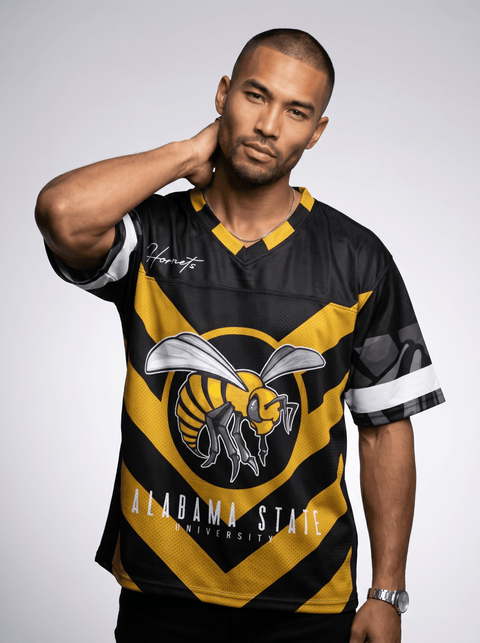 Alabama State University - Phenom HBCU Box Football Jersey - DungeonForward