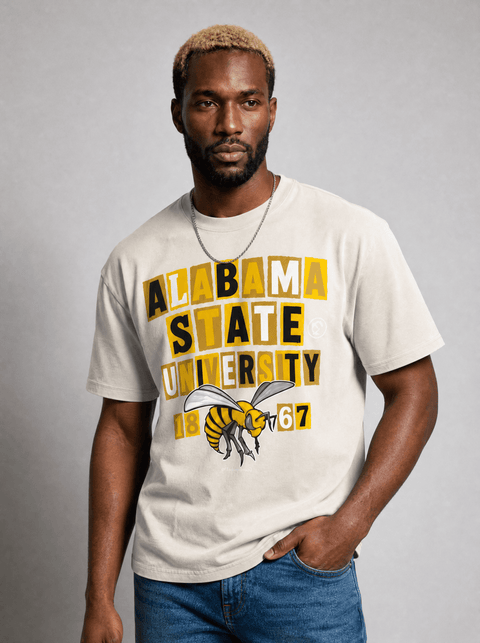 Alabama State University - The Collage - Oversized T-shirtfaded t-shirt - DungeonForward
