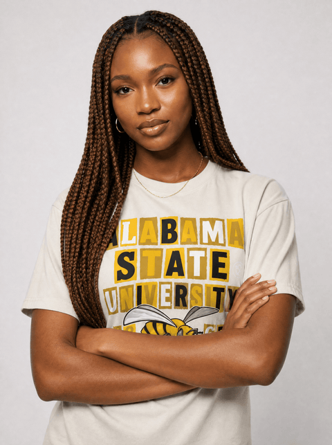 Alabama State University - The Collage - Oversized T-shirtfaded t-shirt - DungeonForward