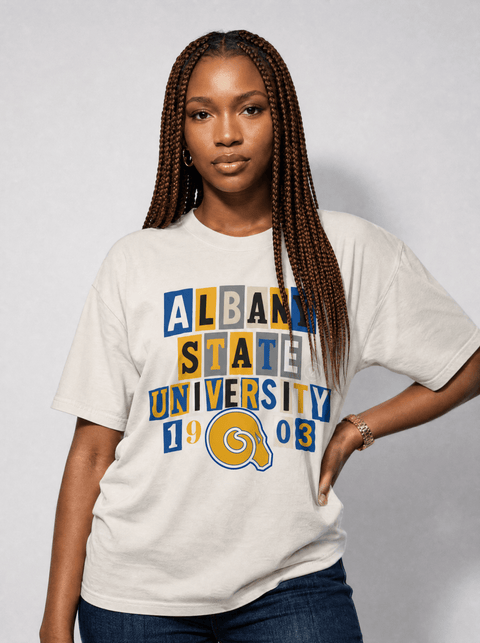 Albany State University - The Collage - Oversized T-shirt - Oversized T-shirt - DungeonForward