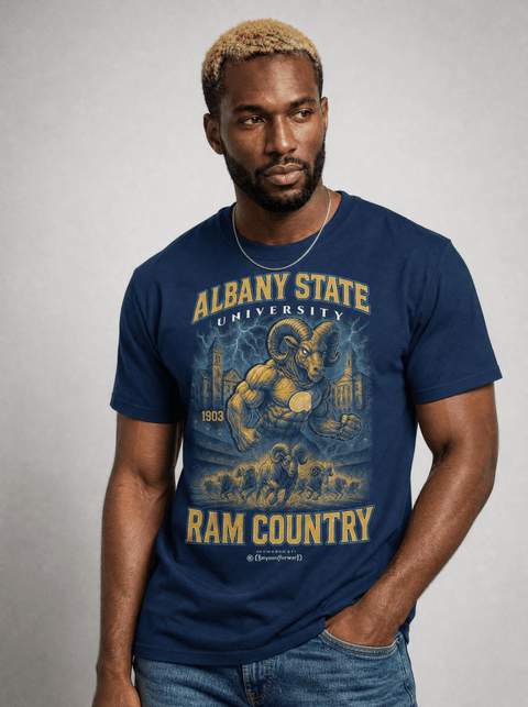 Albany State University - The Yard Bootleg Pusher Pusher T-shirt - DungeonForward