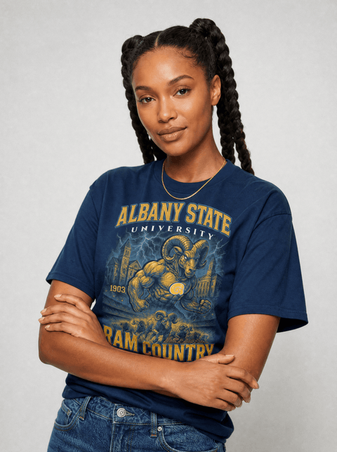 Albany State University - The Yard Bootleg Pusher Pusher T-shirt - DungeonForward