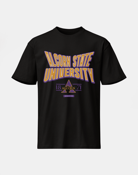 Alcorn State University - HBCU - Stretch Logo Tshirt - DungeonForward