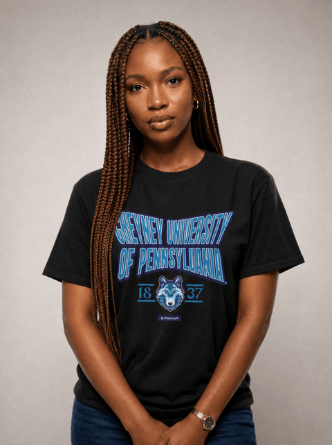 Cheyney University of Pennsylvania - HBCU - Stretch Logo Tshirt - DungeonForward