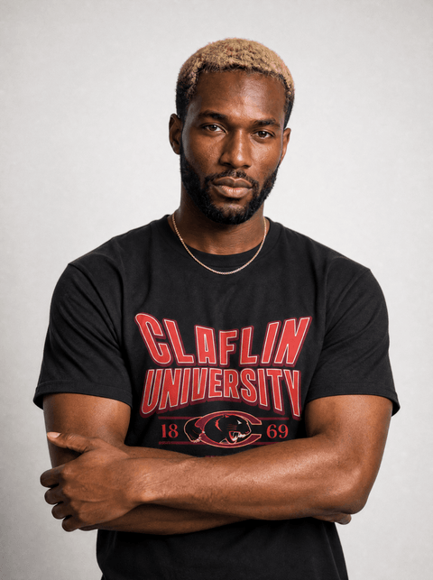 Claflin University - HBCU - Stretch Logo Tshirt - DungeonForward