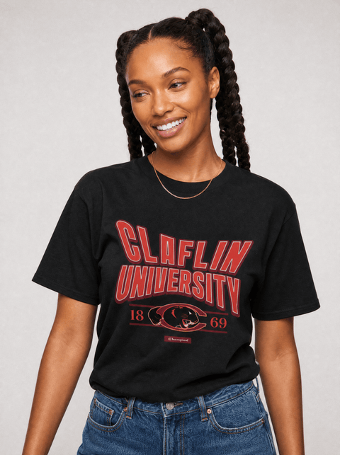 Claflin University - HBCU - Stretch Logo Tshirt - DungeonForward