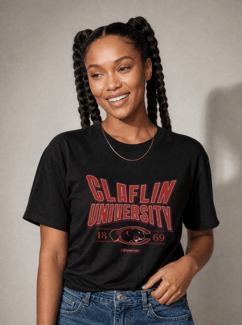 Claflin University - HBCU - Stretch Logo Tshirt - DungeonForward