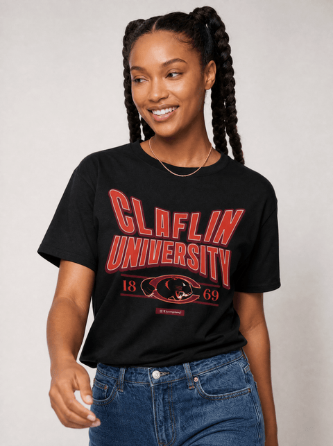 Claflin University - HBCU - Stretch Logo Tshirt - DungeonForward