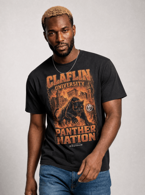 Claflin University – The Yard Bootleg Pusher T-shirt - DungeonForward