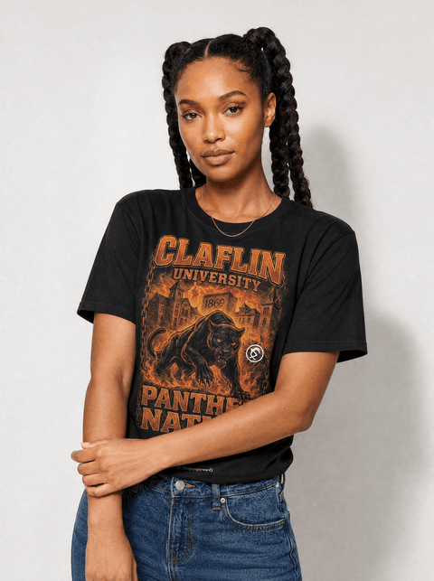 Claflin University – The Yard Bootleg Pusher T-shirt - DungeonForward