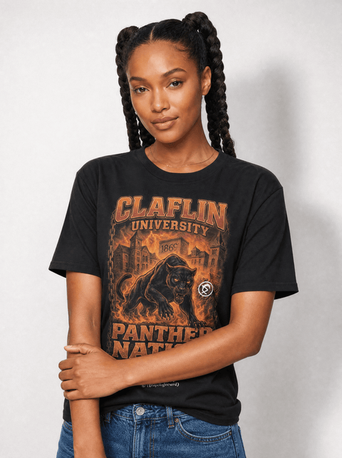 Claflin University – The Yard Bootleg Pusher T-shirt - DungeonForward