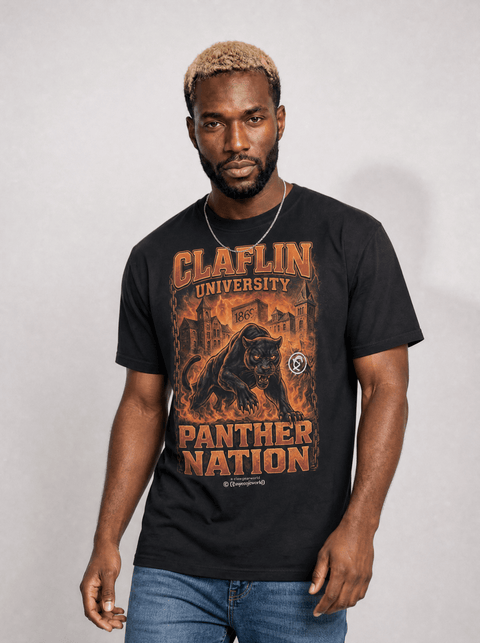 Claflin University – The Yard Bootleg Pusher T-shirt - DungeonForward