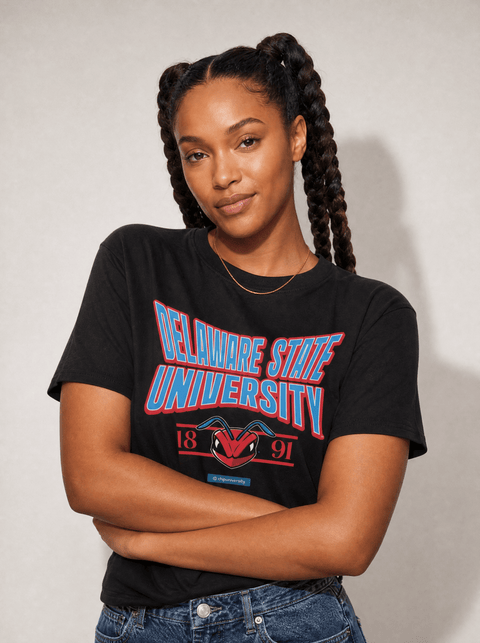 Delaware State University - HBCU - Stretch Logo Tshirt - DungeonForward