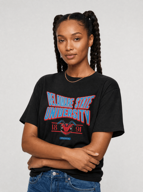 Delaware State University - HBCU - Stretch Logo Tshirt - DungeonForward