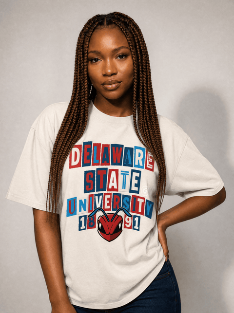 Delaware State University - The Collage - Oversized T-shirt - DungeonForward