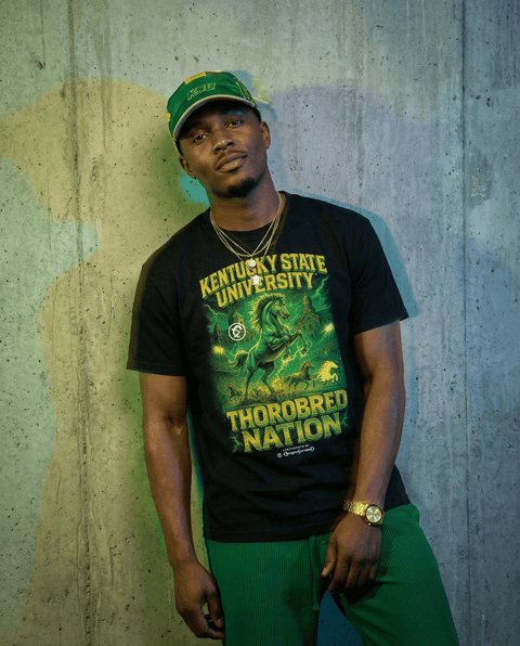 Dungeon Forward – Kentucky State University – The Yard Bootleg Pusher Tee - DungeonForward