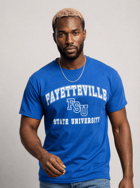Fayetteville State University - HBCU - Stretch Logo Tshirt - DungeonForward