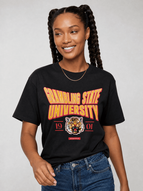 Grambling State University - HBCU - Stretch Logo Tshirt - DungeonForward