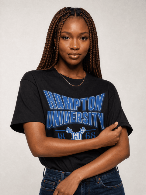 Hampton University - HBCU - Stretch Logo Tshirt - DungeonForward