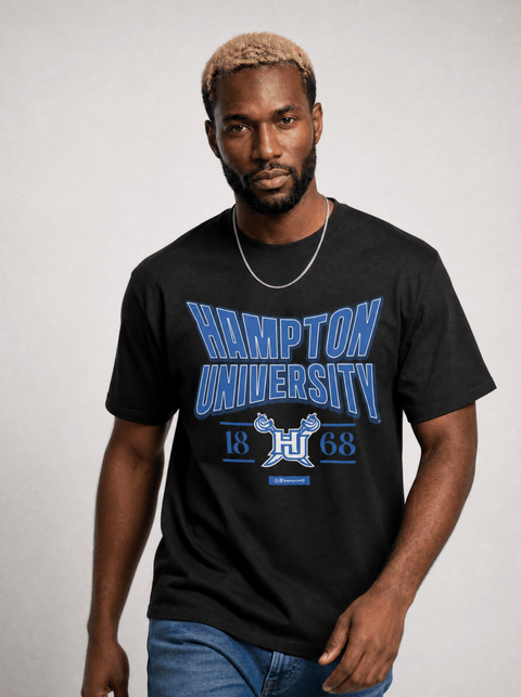 Hampton University - HBCU - Stretch Logo Tshirt - DungeonForward