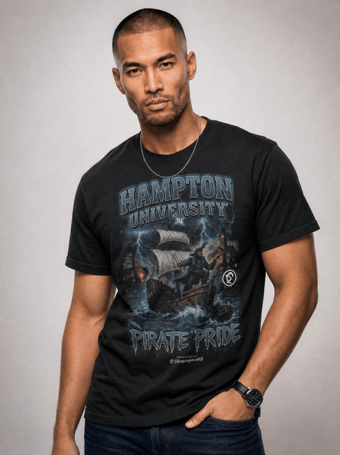 Hampton University – The Yard Bootleg Pusher T-shirt - DungeonForward