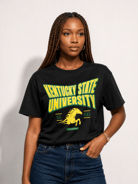 Kentucky State University - HBCU - Stretch Logo Tshirt - DungeonForward