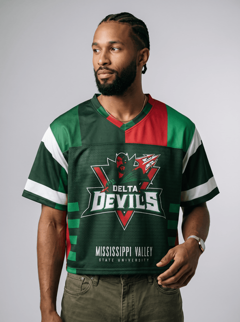Mississippi Valley State University - Phenom HBCU Box Football Jersey - DungeonForward