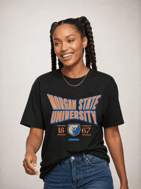 Morgan State University - HBCU - Stretch Logo Tshirt - DungeonForward
