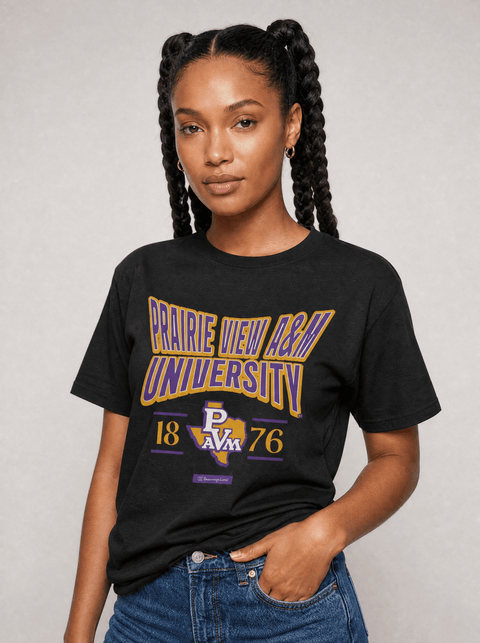 Prairie View A&M University - HBCU - Stretch Logo Tshirt - DungeonForward