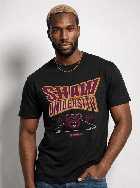 Shaw University - HBCU - Stretch Logo Tshirt - DungeonForward