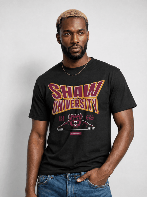 Shaw University - HBCU - Stretch Logo Tshirt - DungeonForward