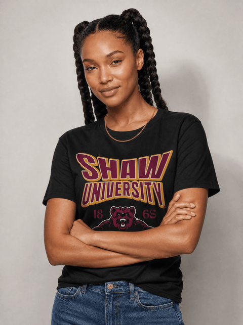 Shaw University - HBCU - Stretch Logo Tshirt - DungeonForward