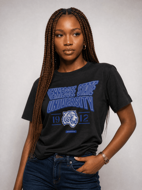 Tennessee State University - HBCU - Stretch Logo Tshirt - DungeonForward