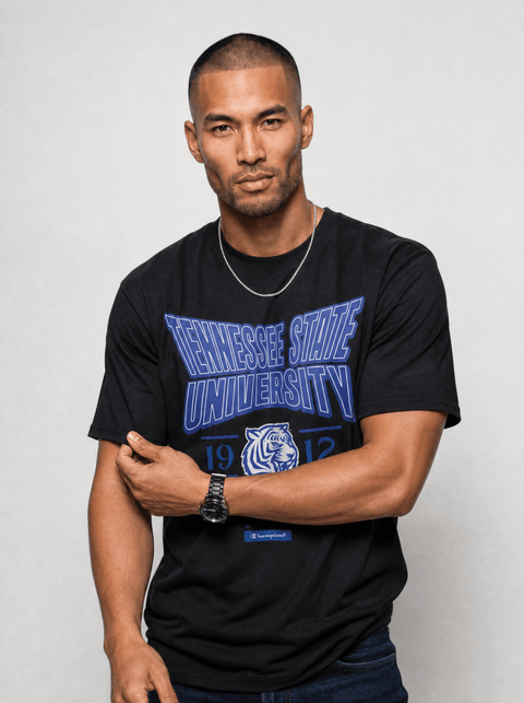 Tennessee State University - HBCU - Stretch Logo Tshirt - DungeonForward