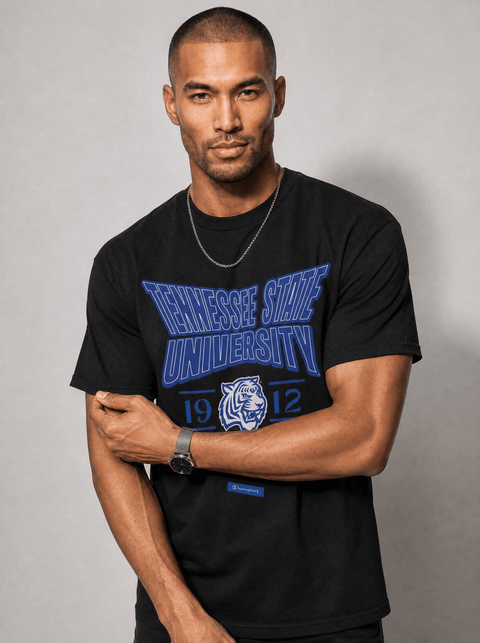 Tennessee State University - HBCU - Stretch Logo Tshirt - DungeonForward