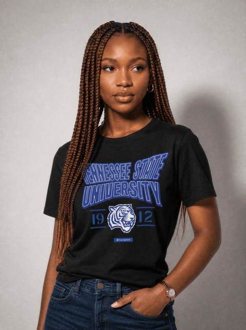 Tennessee State University - HBCU - Stretch Logo Tshirt - DungeonForward