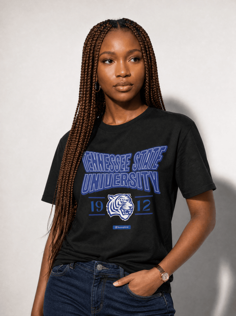 Tennessee State University - HBCU - Stretch Logo Tshirt - DungeonForward