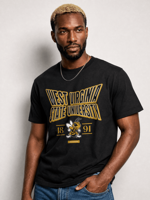 West Virginia State University - HBCU - Stretch Logo Tshirt - DungeonForward