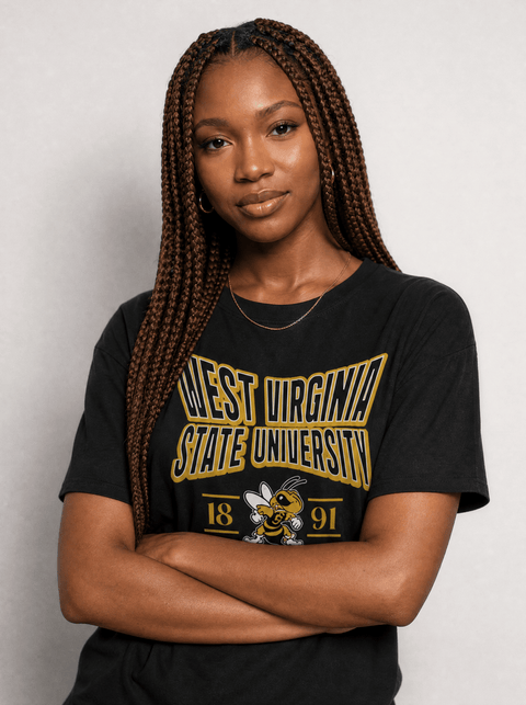 West Virginia State University - HBCU - Stretch Logo Tshirt - DungeonForward